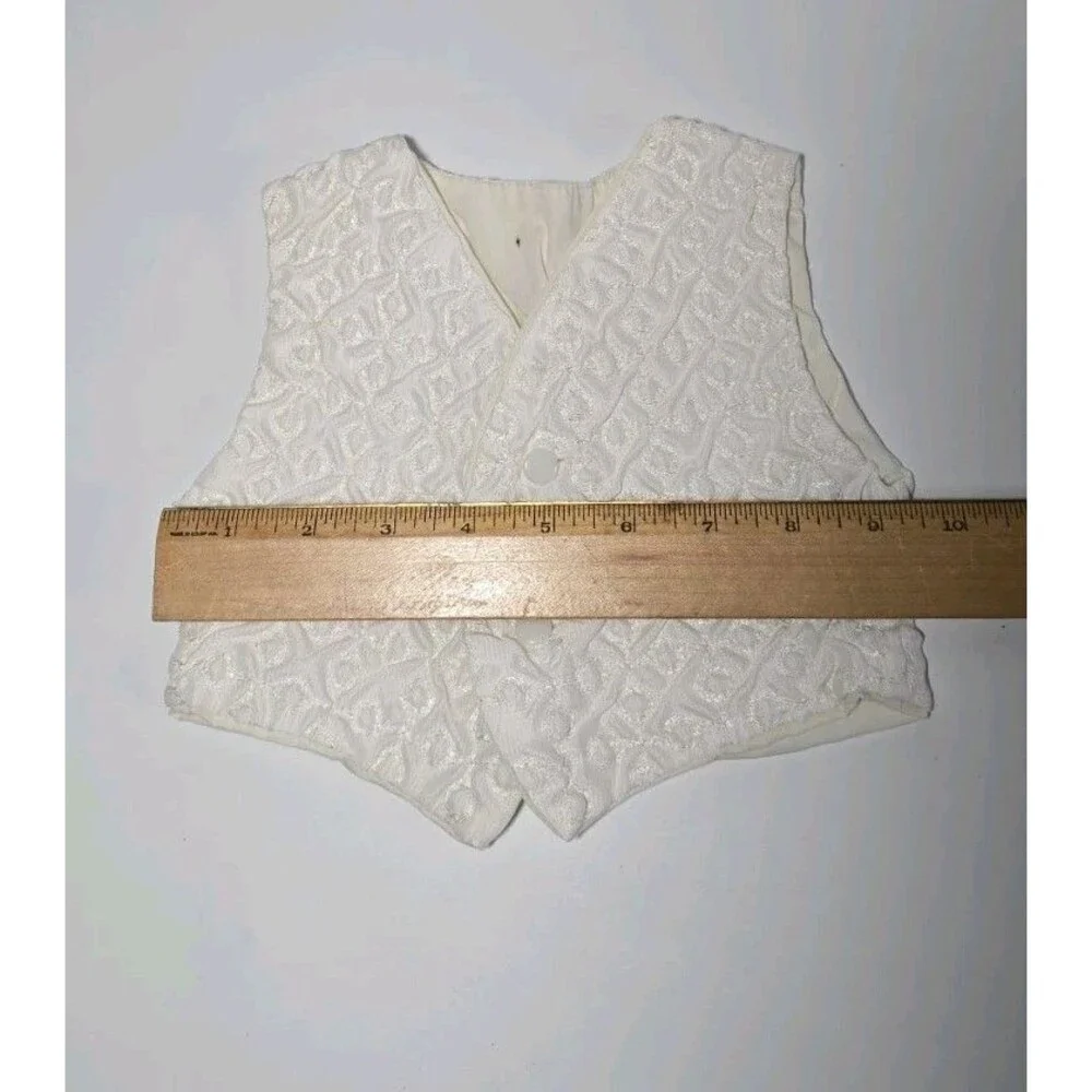 Vintage White Textured Baby Babtism Vest Size 9.5x7 Christening